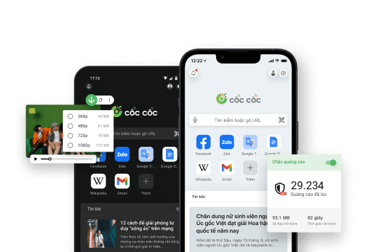 <b>Download Cốc Cốc browser</b> <br/> to enjoy unlimited YouTube experience