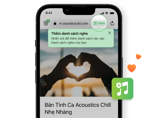 Thêm bài hát hay playlist có sẵn