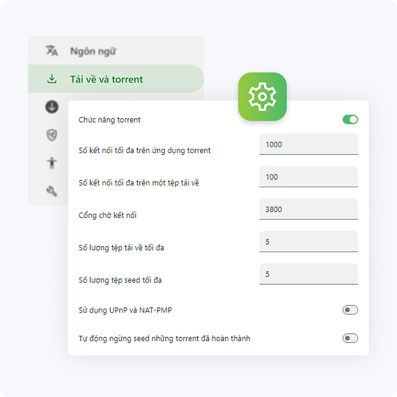 Dễ dàng tùy chỉnh cài đặt tải torrent