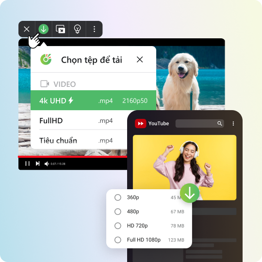 Chọn chất lượng tải về của video YouTube		