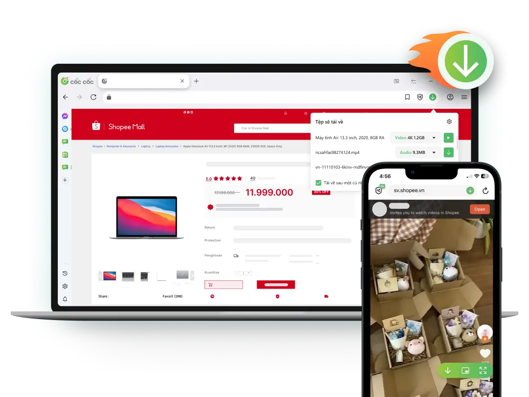 Trình tải video Shopee không logo		