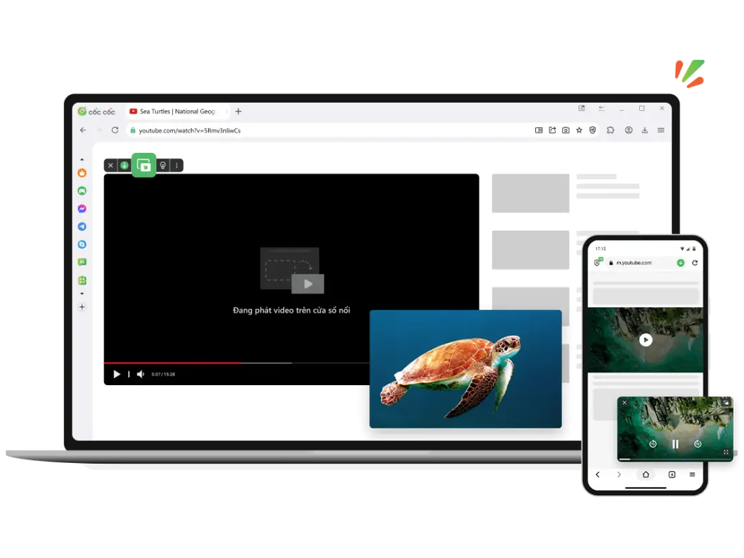 Ghim video và đa nhiệm dễ dàng với Cốc Cốc